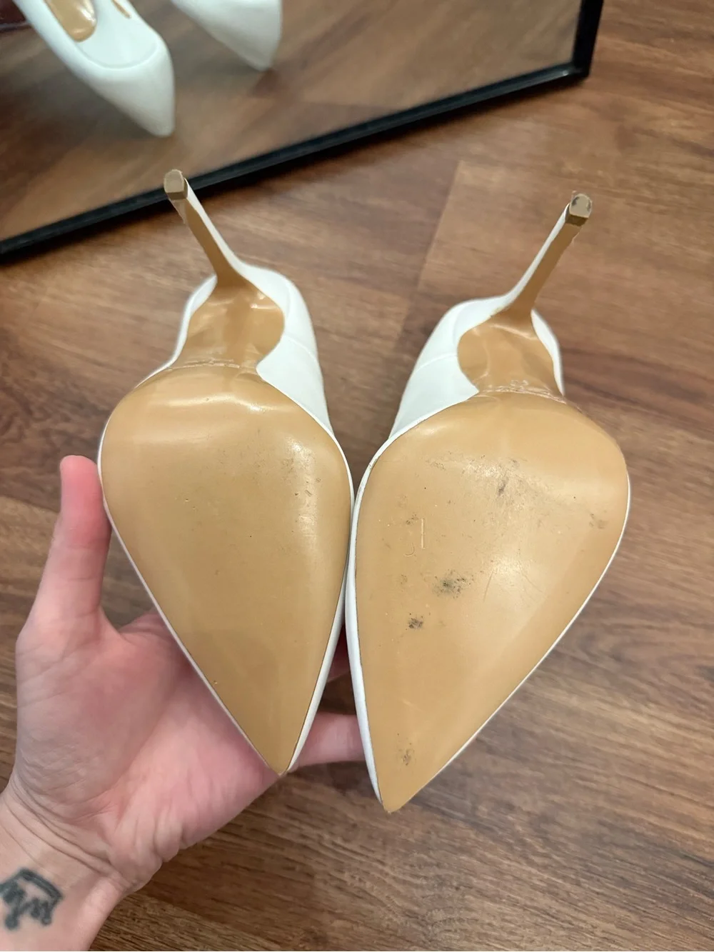Vernetta White Pointed-Toe Leather Stiletto Heels